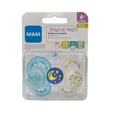 2 CHUPETES SILICONA NOCTURNOS 6 MESES MEZCLADOS