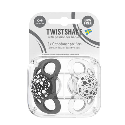 Chupetes Twistshake 6+m 2 uns Negro / Blanco