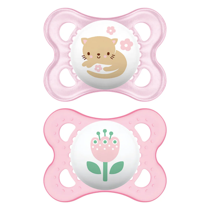 2 Chupetes Silicona  Original  2-6 Meses Rosado