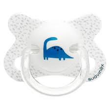 CHUPETE FUSION ANATOMICO SILICONA +4M - 18M DINO/BLANCO