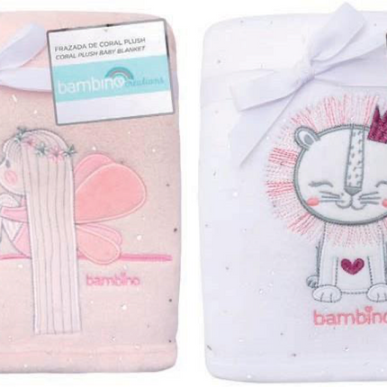 FRAZADA BAMBINO CORAL BORDADA ROSADO