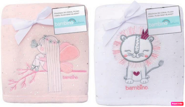 FRAZADA BAMBINO CORAL BORDADA ROSADO