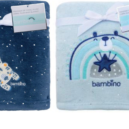 FRAZADA BAMBINO CORAL BORDADA CELESTE
