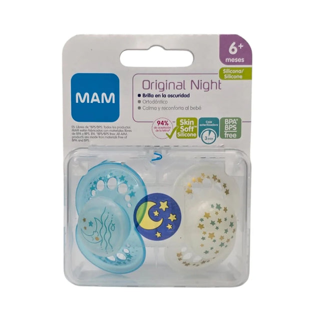 2 CHUPETES SILICONA NOCTURNOS 6 MESES MEZCLADOS