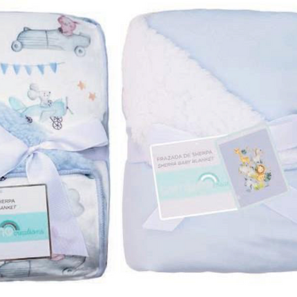 FRAZADA PLUSH BAMBINO ÑIÑO CELESTE
