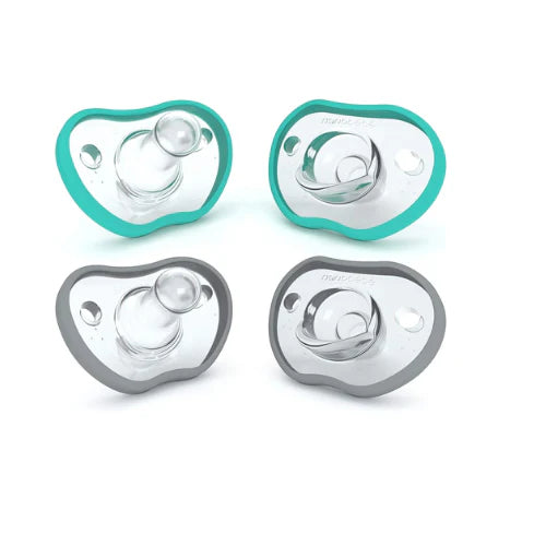 Chupete Flexy pack x 4  0-3m gris + turquesa