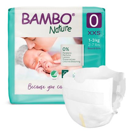 Bambo Nature Eco-Friendly 0 Prematuro Paq. x 24 UN. 1-3 kG