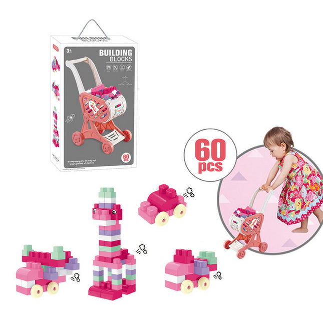 CARRITO SUPERMERCADO PINK BLOQUES 60 PC