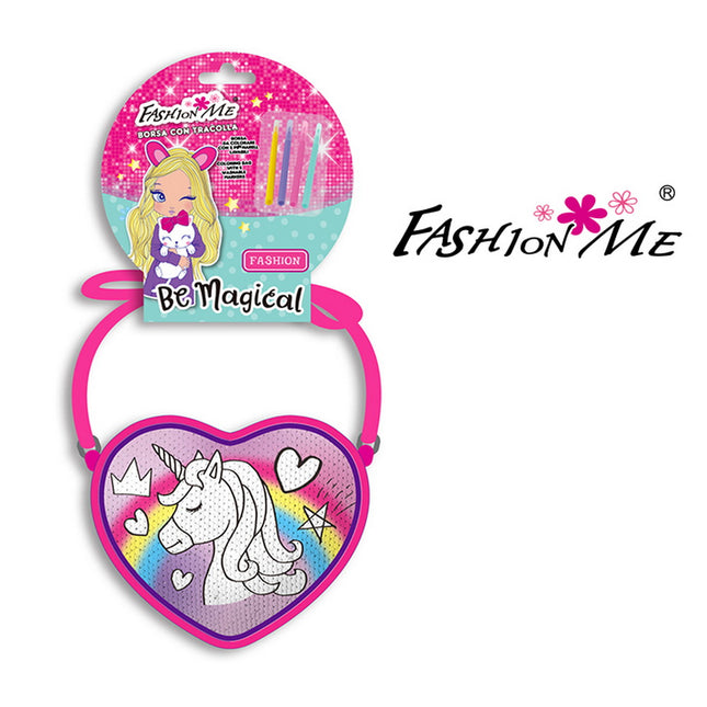 BOLSO PARA DECORAR    CORAZON LENTEJUELAS CON LAPICES