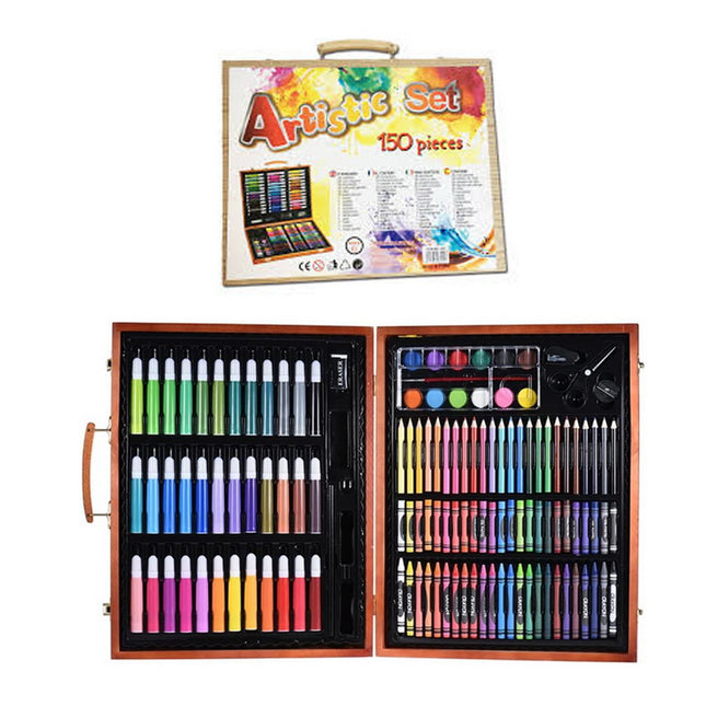 SET DE ARTE 150 PZAS. MALETA MADERA