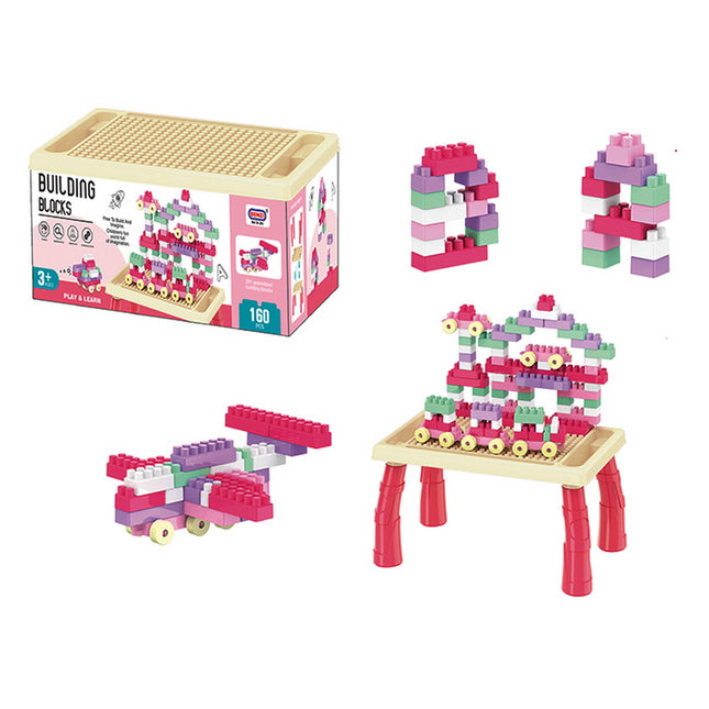 BLOQUES PARA ARMAR EN CAJA 160 PZAS.PINK
