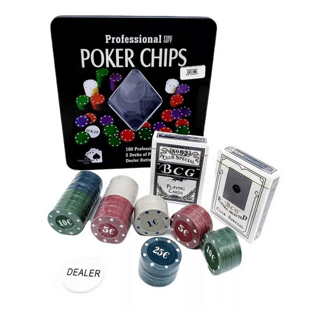 JUEGO POKER CAJA METALICA