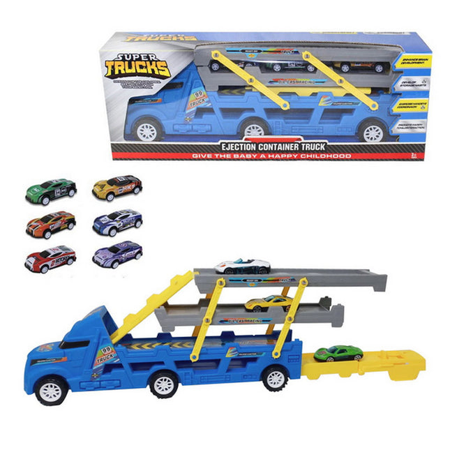 CAMION 2 PISOS CON 6 AUTOS METAL