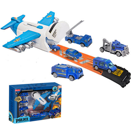 SET AVION LANZA AUTO CON 5 VEHICULOS