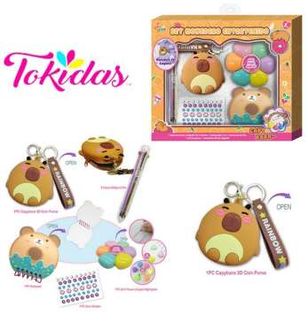 Set Capybara Monedero con Lapiz Flor y Accesorios