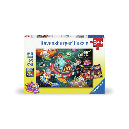 RAV 00857 Puzzle Animales en el Espacio 2x12p