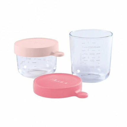 Juego de 2 tarritos de cristal (150 ml rosa / 250 ml rosa old)
