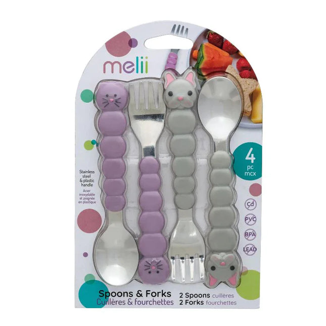 Set De 4 Cubiertos Gato Y Bulldog