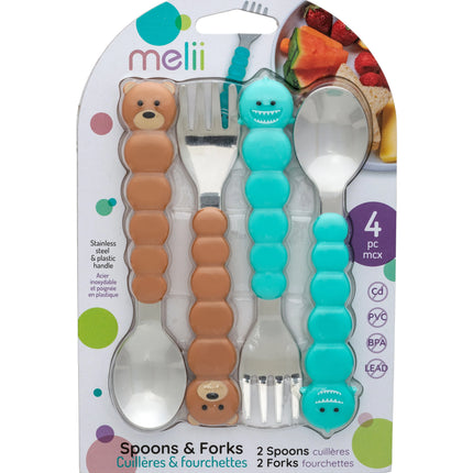 Set De 4 Cubiertos Tiburon Y Oso