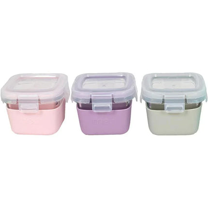 Pack De 3 Contenedores De Vidrio Con Silicona Rosa 160 ml