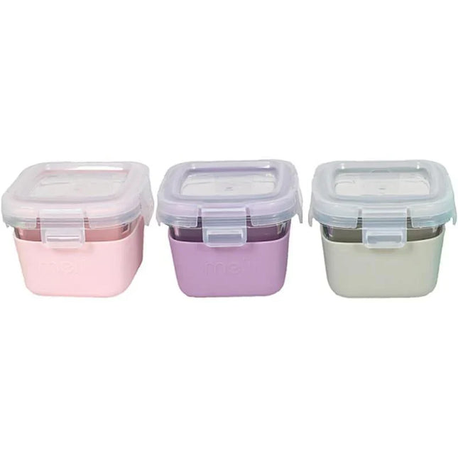 Pack De 3 Contenedores De Vidrio Con Silicona Rosa 160 ml