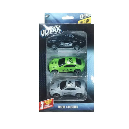 Set de 3 autos metálicos a fricción libre. Surtido de 16 modelos.