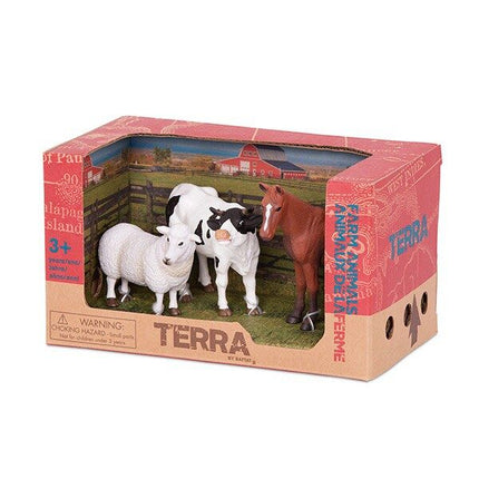 Animales de la granja: Oveja, toro y caballo