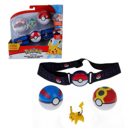 CINTURON ENTRENADOR: 2 POKEBOLAS Y FIGURA POKEMON