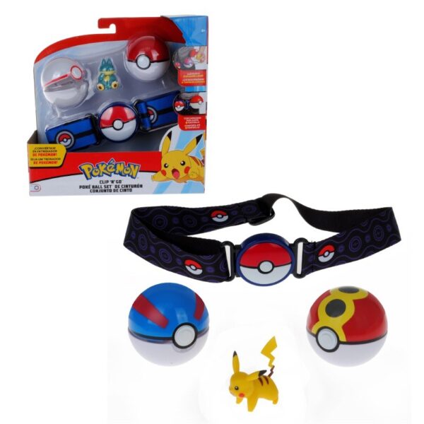CINTURON ENTRENADOR: 2 POKEBOLAS Y FIGURA POKEMON