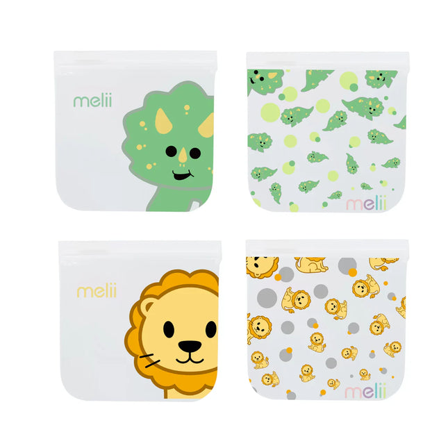 Pack de 4 Bolsas Reutilizables Para Snacks Dino-Leon