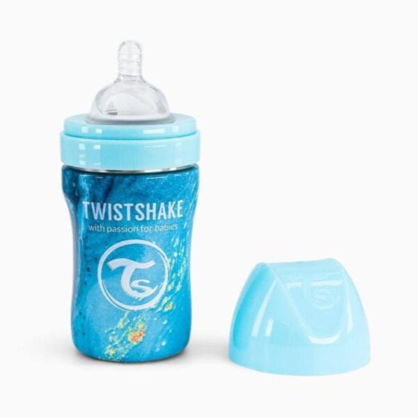 Mamadera acero Twistshake Anti-Cólico 260ml Mármol Azul