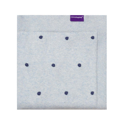 Frazada Algodón Orgánico con Pompones - 80x100cm - CELESTE