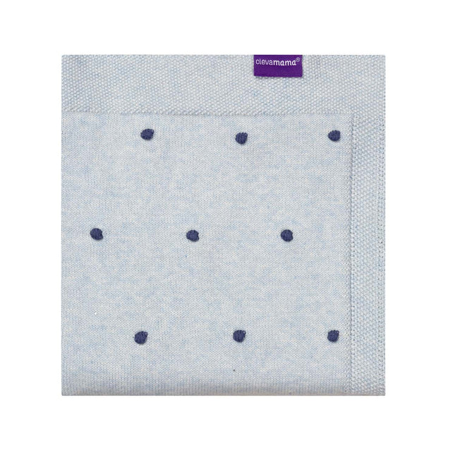 Frazada Algodón Orgánico con Pompones - 80x100cm - CELESTE