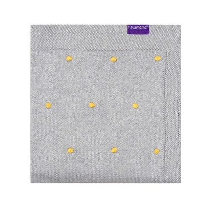 Frazada Algodón Orgánico con Pompones - 80x100cm - GRIS