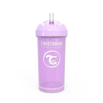 Vaso con bombilla Twistshake Straw Cup 360ml Morado Pastel