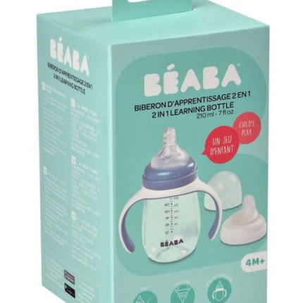 MAMADERA DE APRENDIZAJE, CHUPETE Y BOQUILLA (agua - leche) CELESTE