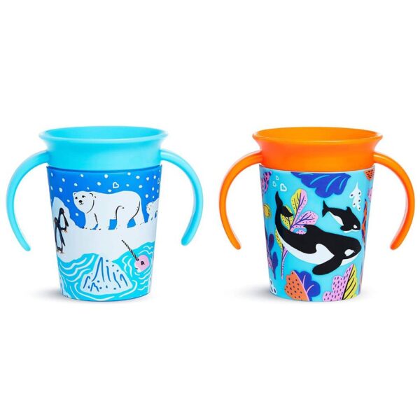Vaso de entrenamiento Miracle® 360° WildLove de 170 g - paquete de 2 (Orca/Oso polar)