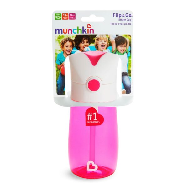Vaso con popote Flip & Goª de 347 ml (rosa)