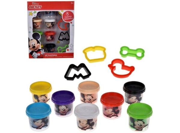 SET DE MASAS DISNEY CON  8 TARROS DE 30 GRS Y 4 CORTADORES