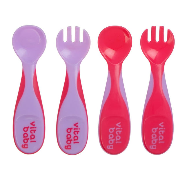 Pack de 4 cubiertos plásticos rosado-morado