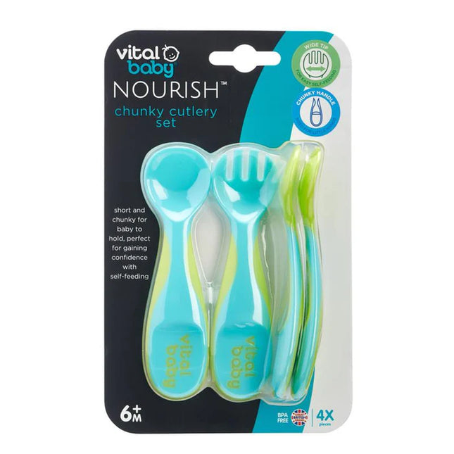 Pack de 4 cubiertos plásticos azul-verde
