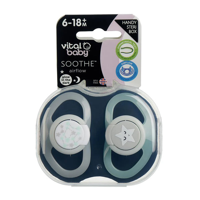 Pack 2 chupetes 6-18 meses Unisex Nocturno