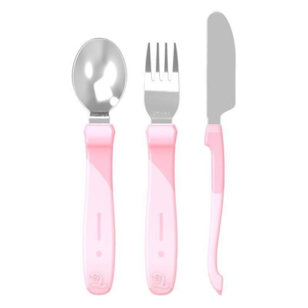 Servicio de acero inox Twistshake 12+m Rosado Pastel