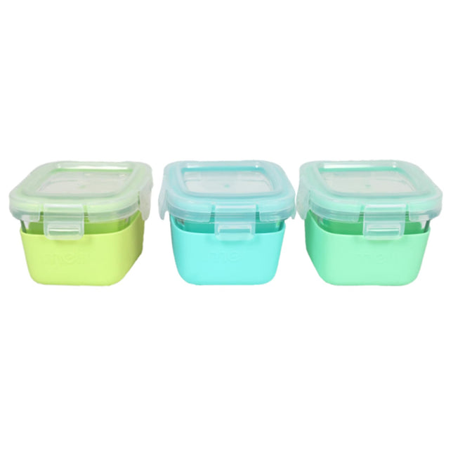 Pack De 3 Contenedores De Vidrio Con Silicona Verde 160 ml