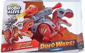DINOSAURIO DINO WARS CON LANZADOR ROBO ALIVE ZURU
