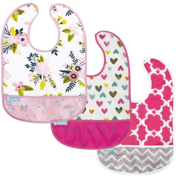 Set de 3 Baberos Impermeables CleanBib WP Bib Gdn Flowers/Hearts/Mdrn Flowers 3PK 6-12M