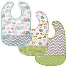 Set de 3 Baberos Impermeables Clean Bib 3pk Safari/Eleph/Green 6-12m
