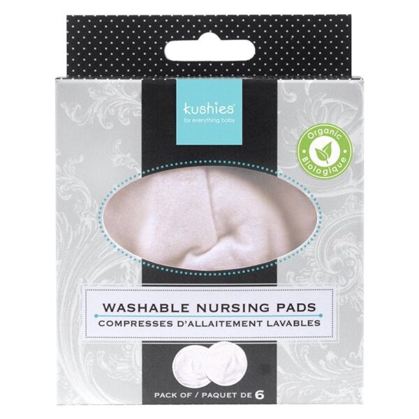 Absorbentes de Leche Lavables Org Jersey Nursing Pads 6Pk-White