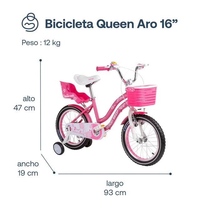 BICICLETA QUEEN 16ROSADA