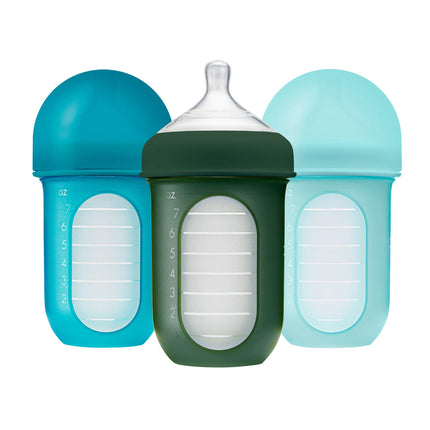NURSH SILICONE POUCH BOTTLE 8 OZ - 3 PK Blue